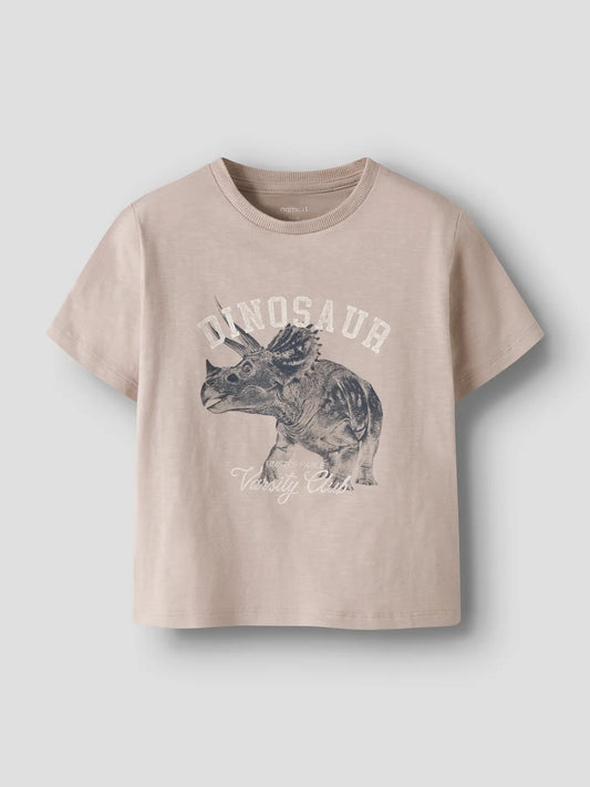 T-shirt Dinosaur, grå/beige