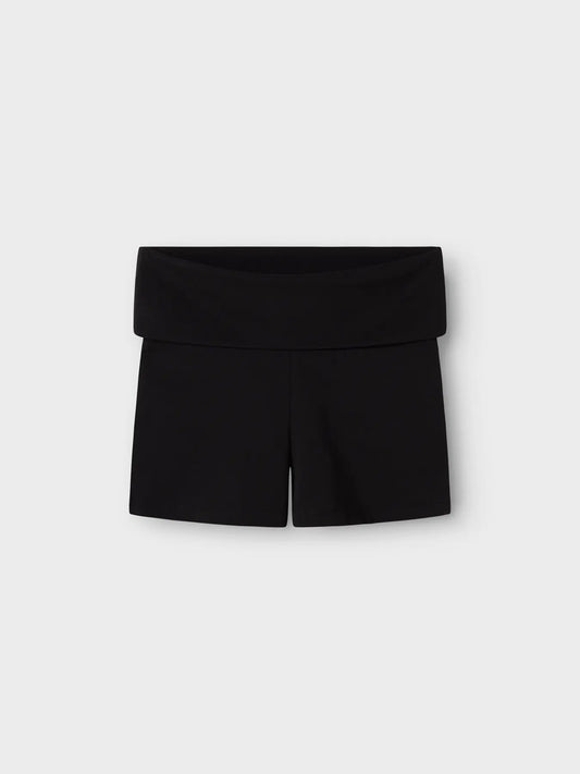 Korta leggings med nedvik, svarta