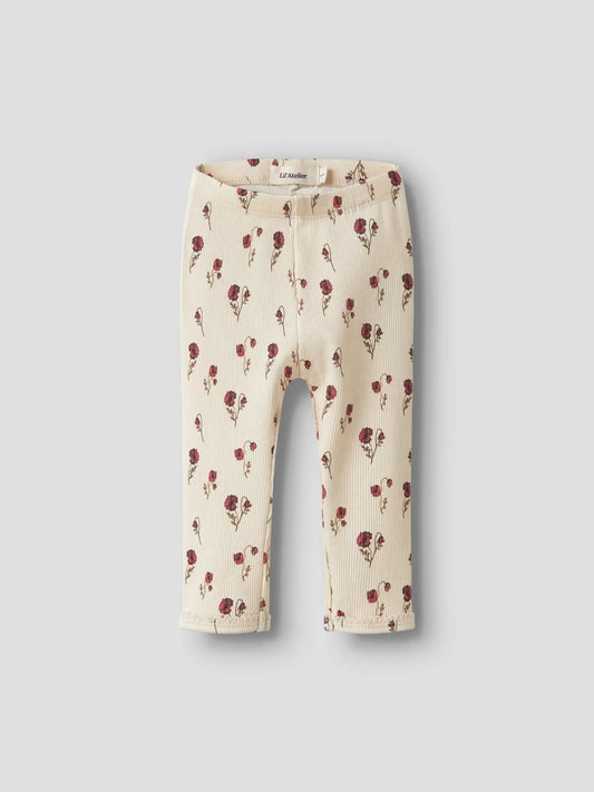 Ribbade leggings med blommor