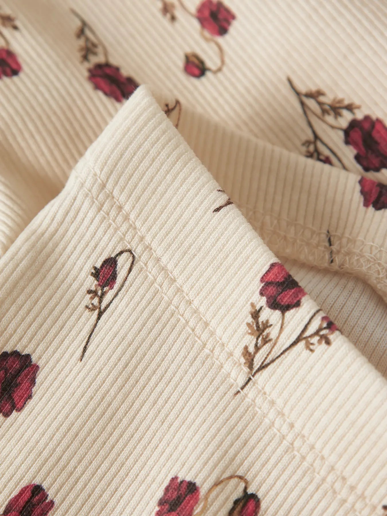 Ribbade leggings med blommor