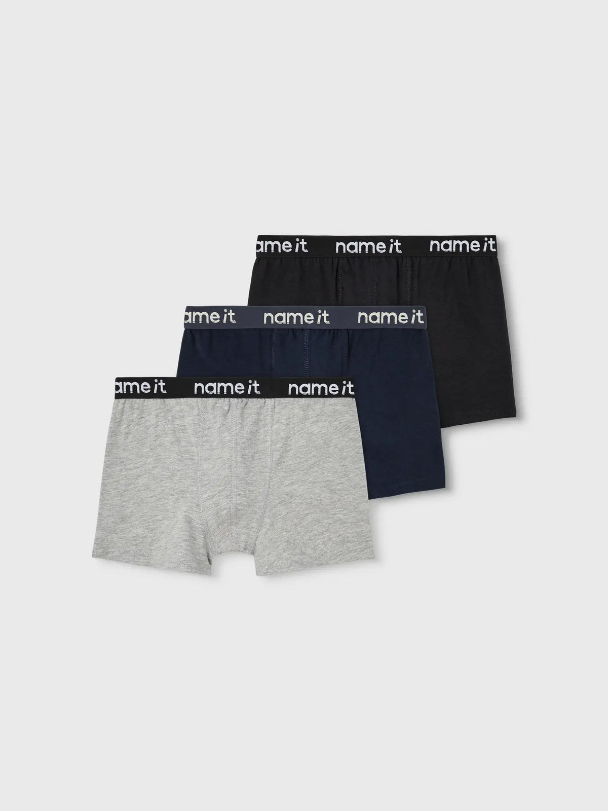 3-pack boxerkalsonger, grå/svart/blå