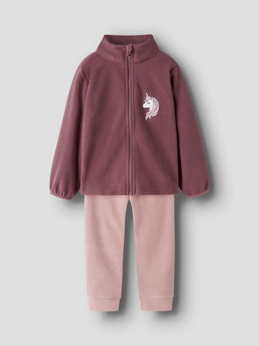 Fleeceset rosa med enhörning