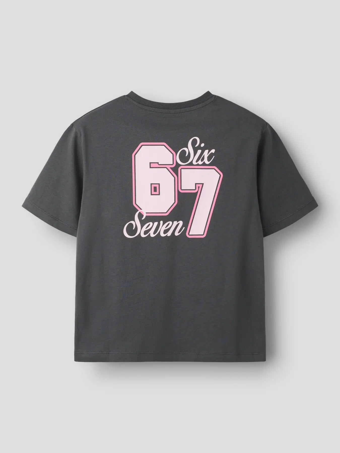 T-shirt six seven, mörkgrå/rosa