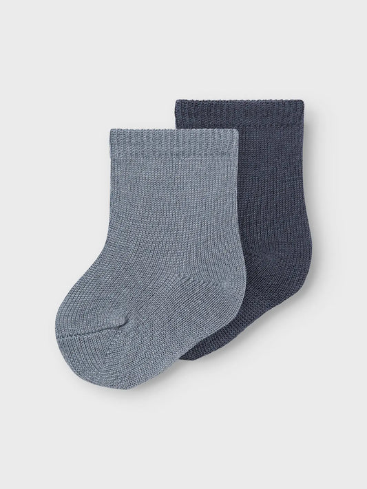Ullstrumpor bebis 2-pack, blå