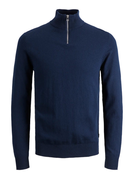 Stickad half zip JJEEMIL, navy