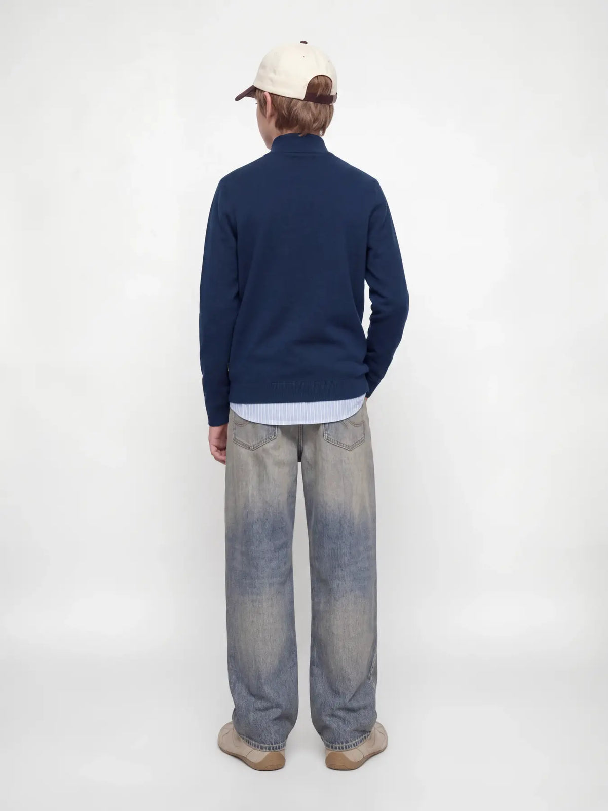 Stickad half zip JJEEMIL, navy