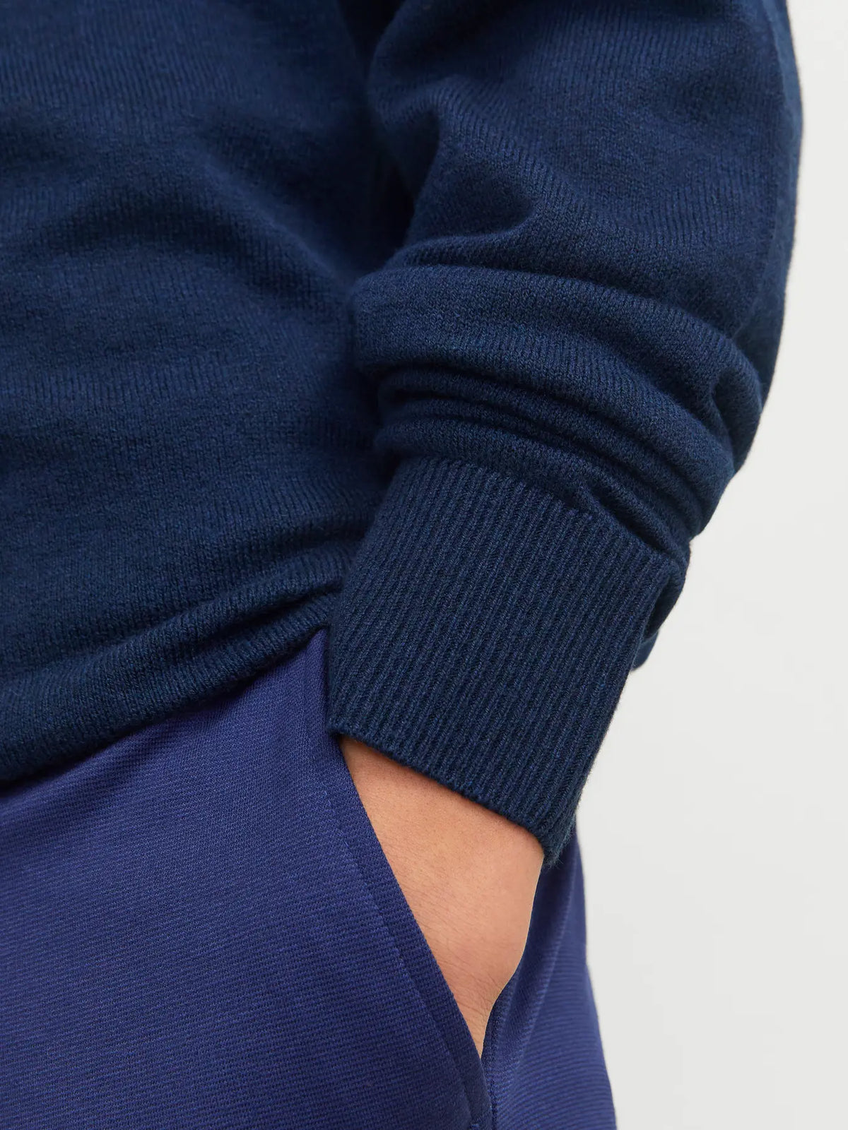 Stickad half zip JJEEMIL, navy
