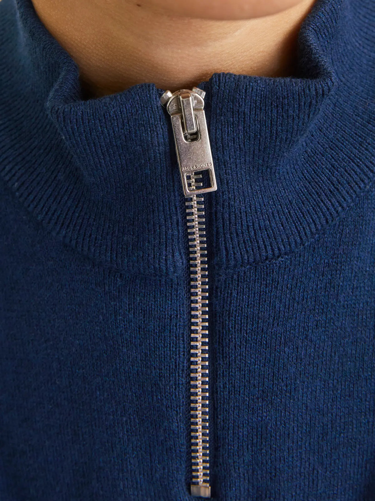 Stickad half zip JJEEMIL, navy