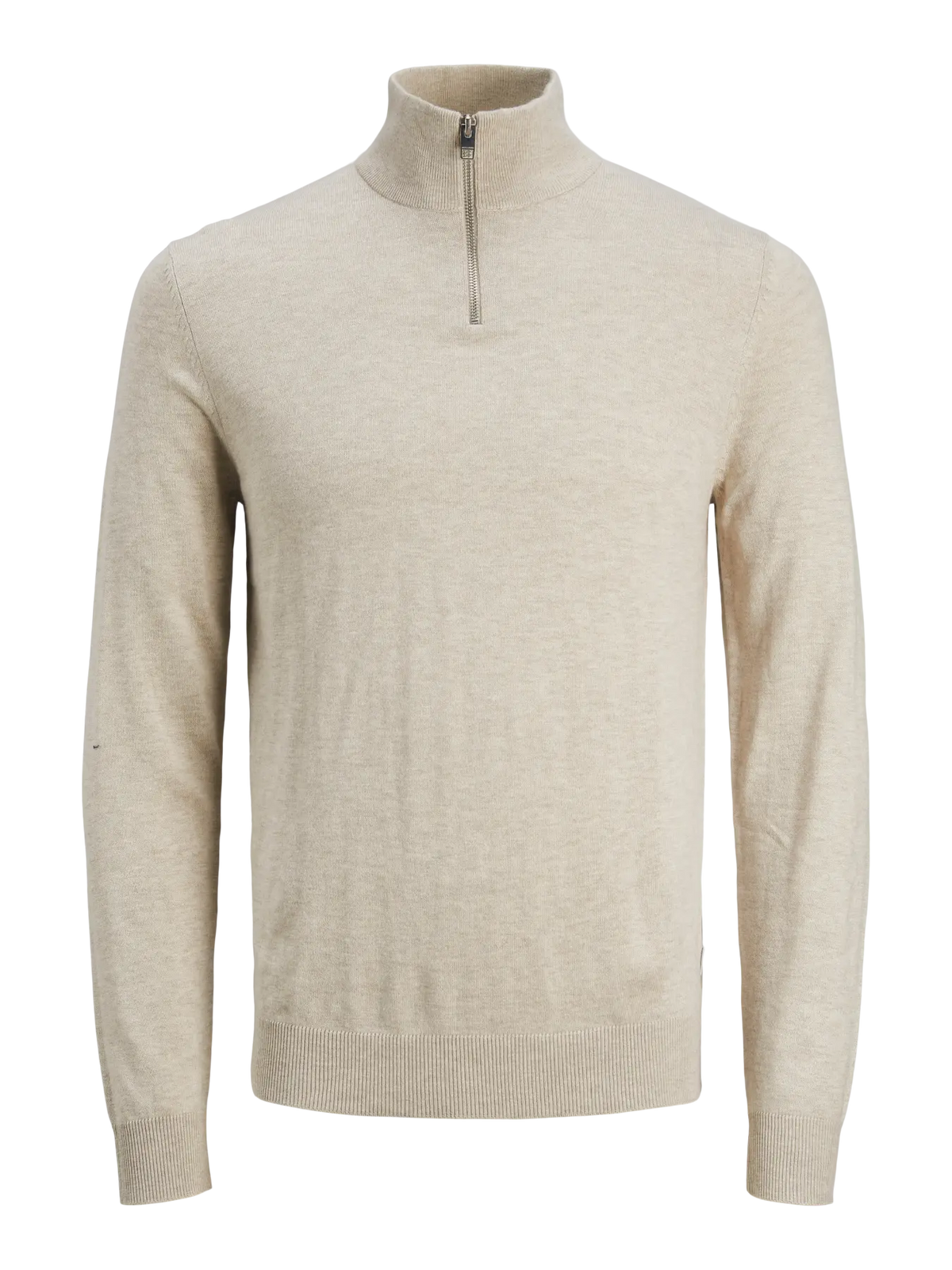 Stickad half zip JJEEMIL, oatmeal