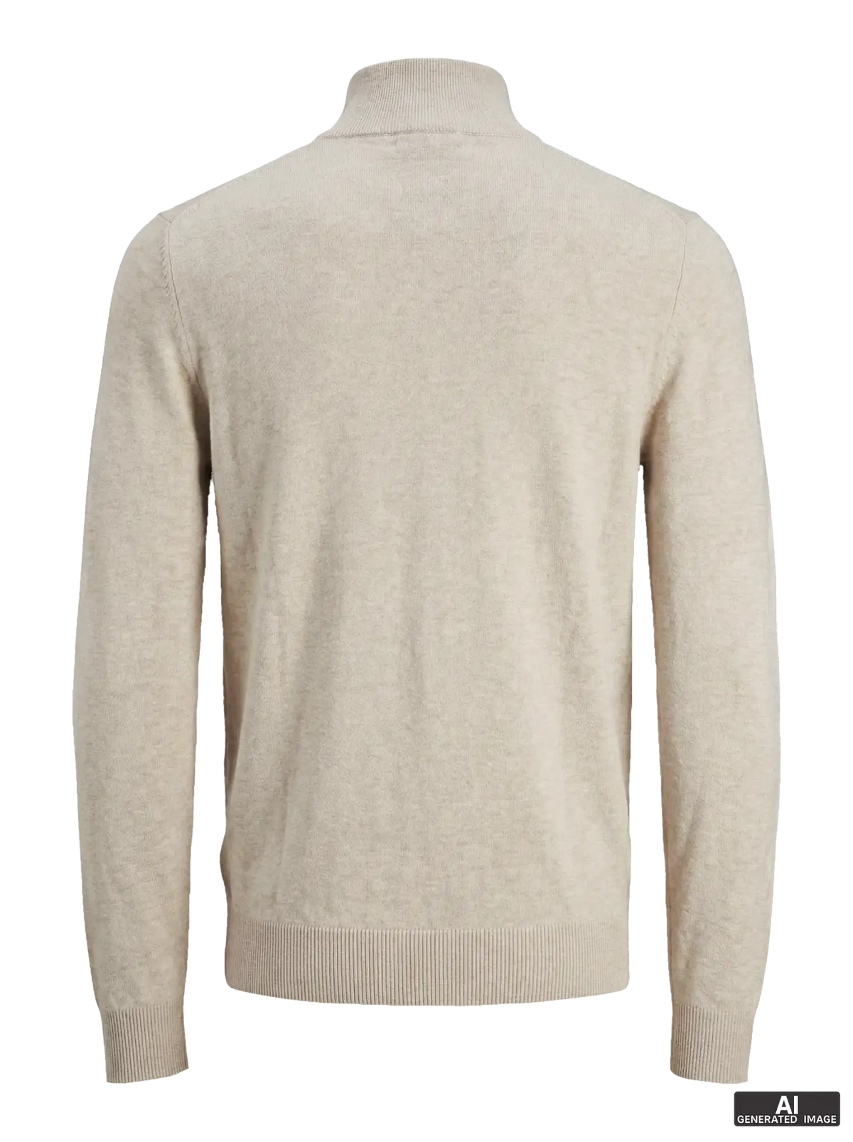 Stickad half zip JJEEMIL, oatmeal