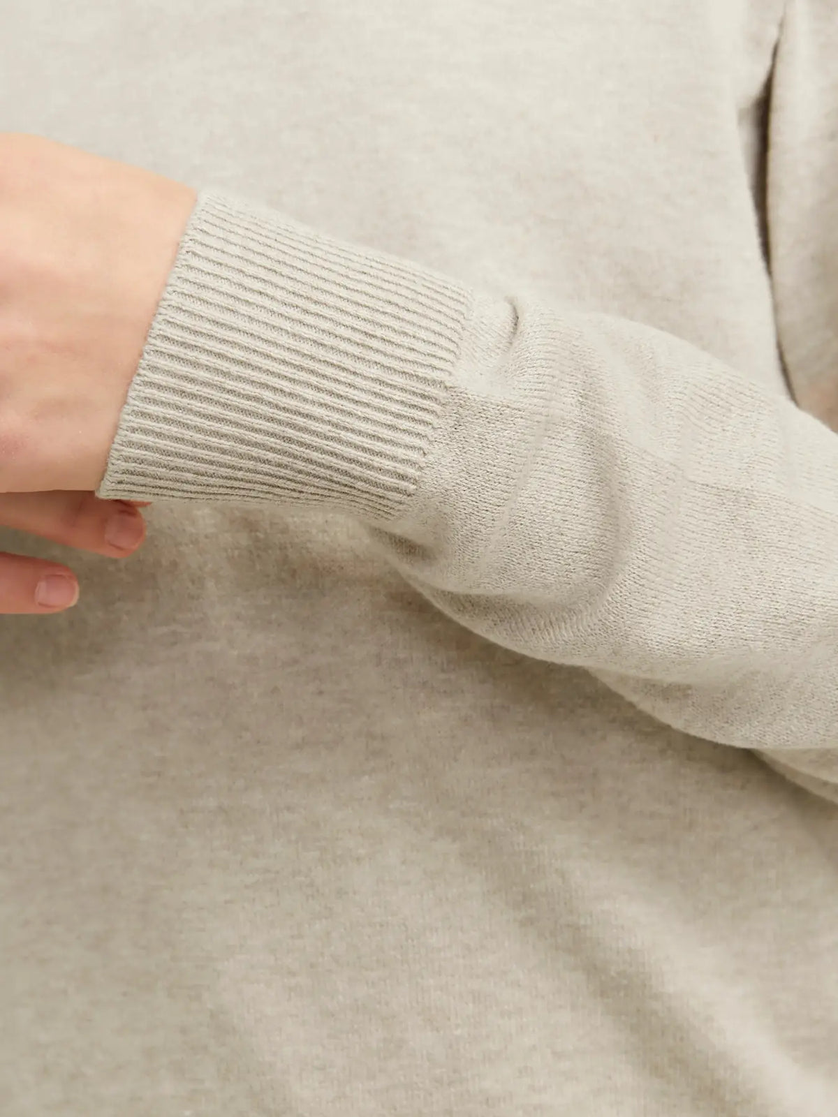 Stickad half zip JJEEMIL, oatmeal