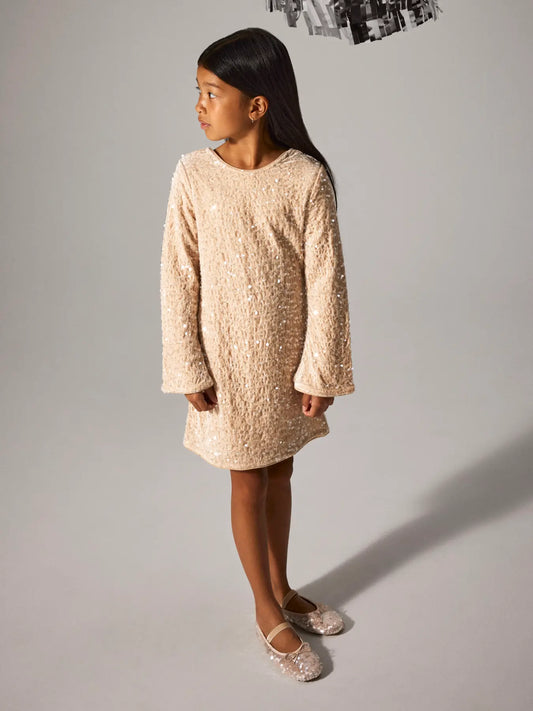 Paljettklänning, beige